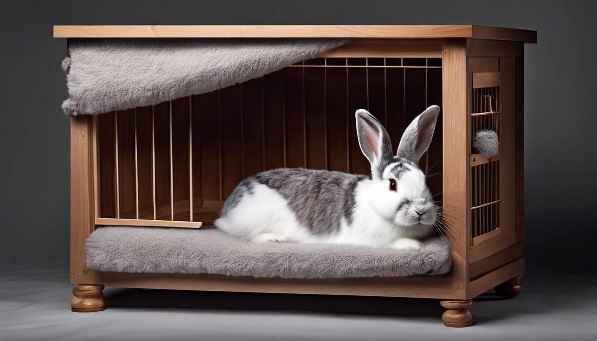 Image of a cozy rabbit cage covered with a blanket