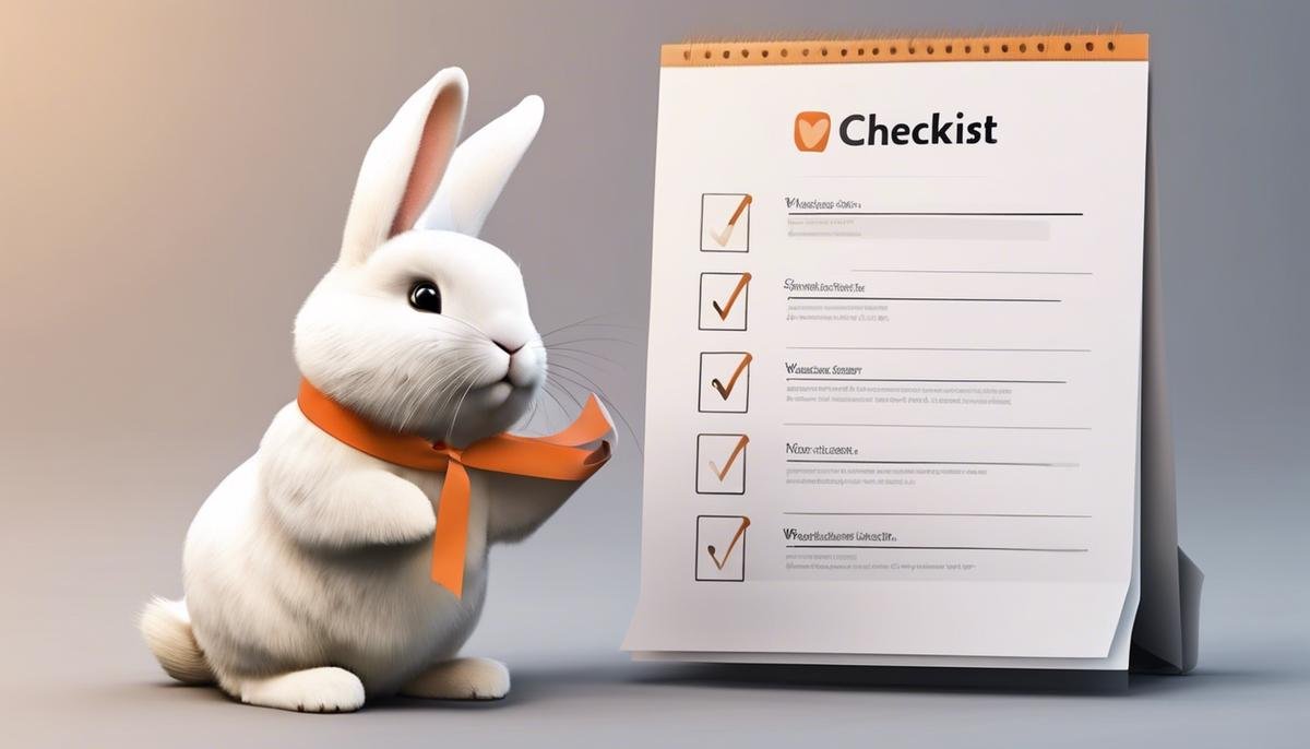 A checklist with checkboxes and a cute rabbit icon at the top