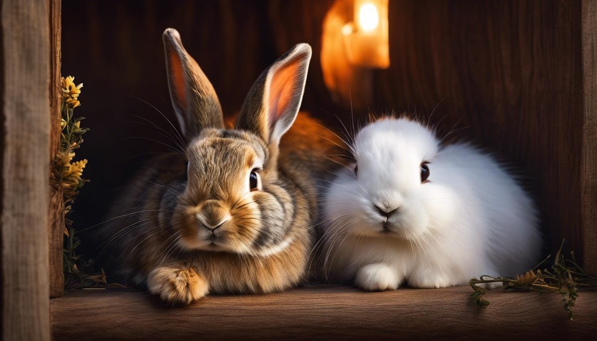 Image of rabbits sleeping in a cozy corner